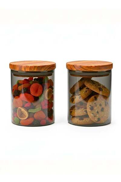 Generic Borosilicate Glass Storage Jar Smoky Grey 600ML - (Set of 2) | Airtig...