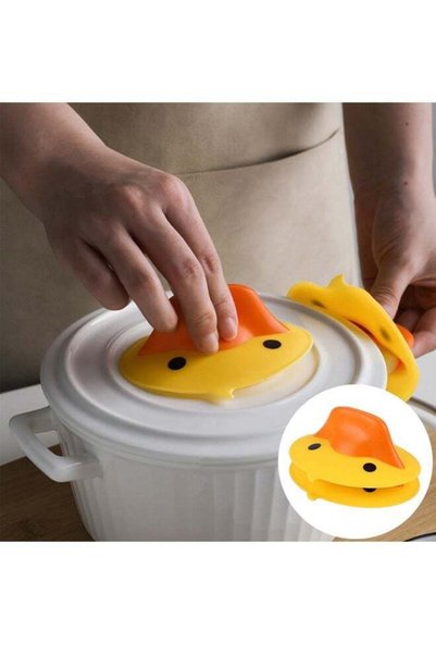 Generic Cartoon Yellow Duck Pattern Anti-Heat Grip, Silicone Anti-Heat Insula...