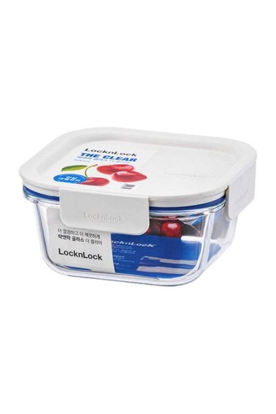 Generic LocknLock Clear Glass Square 500ml White - Durable, Airtight, Heat-Re...