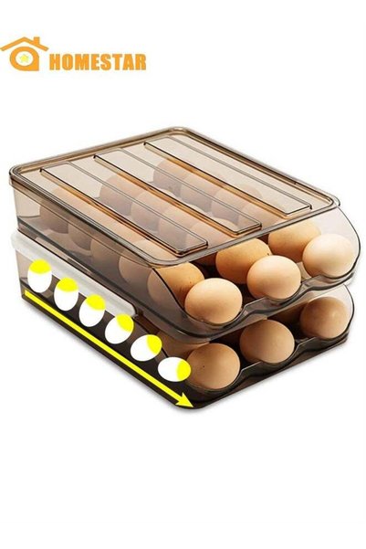 Generic 2 Layer Egg Holder, Automatically Rolling Egg Storage Container for R...