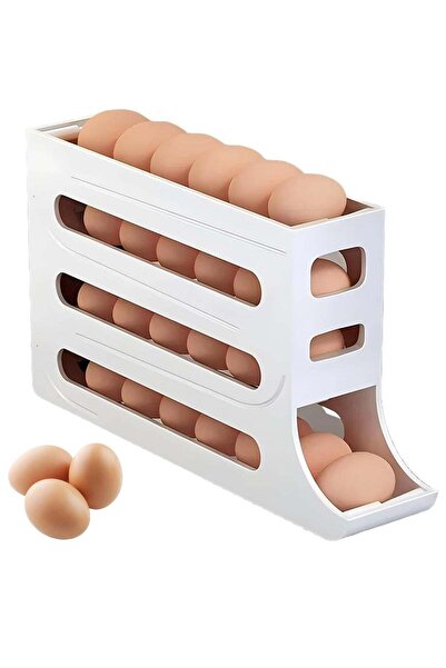 Generic Egg Holder for Fridge, 4 Tiers Auto Rolling Fridge Egg Organizer, Spa...