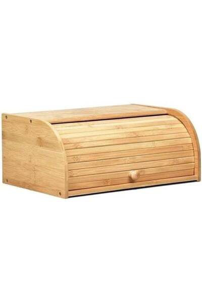 Generic Harmony Home Bamboo Bread Box with Lid, Small Wooden Storage Basket f...