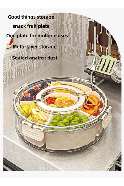Generic Snack Box Divided Tray Ideas with Lid and Handle for Portable Rotatin...