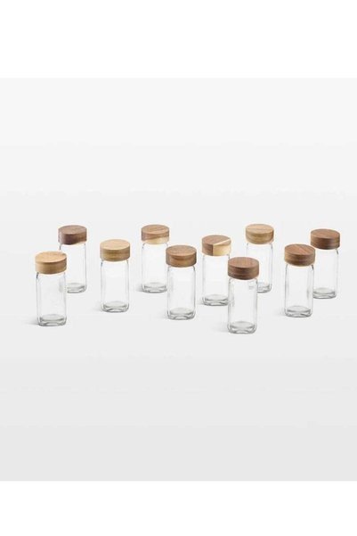 Generic Tidy WoodGlass Storage Jar with Airtight Wooden Lid – Small Clear Jar...