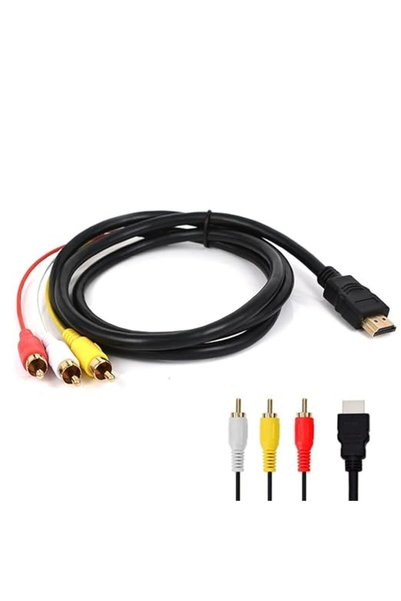 Bukela كابل HDMI إلى RCA بطول 1.5 متر، محول فيديو وصوت 3RCA، كابل HDMI إلى كو...