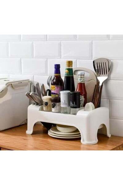Generic Plastic Kitchen Counter Shelves, Stackable Cabinet Shelf Organizer