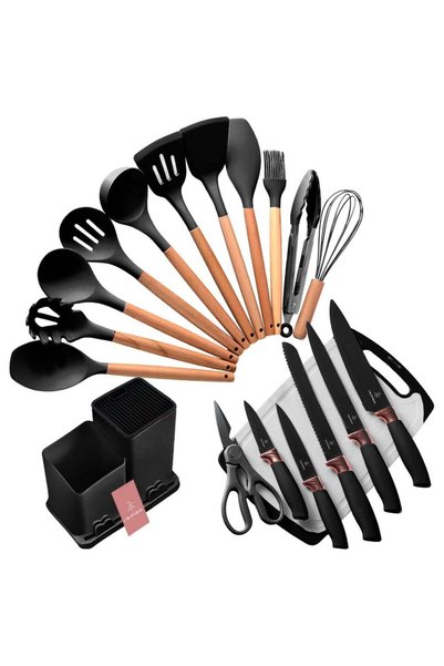 Generic 19-Piece Silicone Kitchen Utensil Set - Wooden Handle Cooking Tools w...