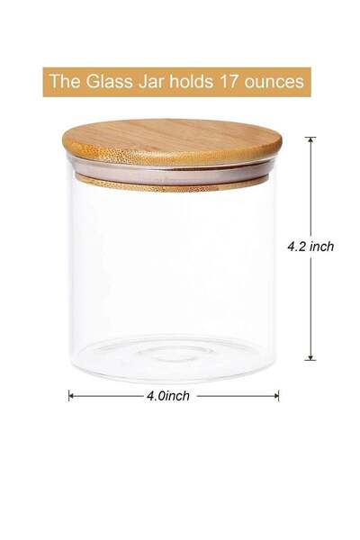 Generic 600ml Round Glass Jar with Bamboo Lid, Kitchen Food Storage Container...