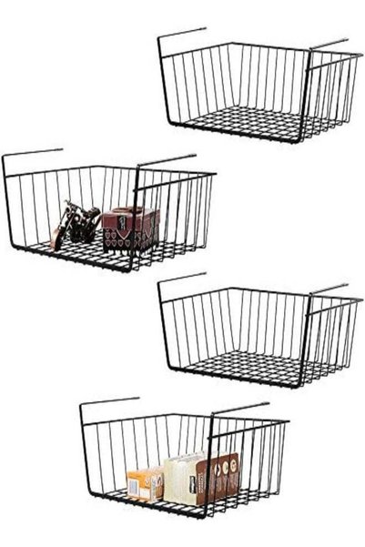 Generic Set Of 4 Under Shelf Storage Baskets，Hanging Metal Wire Storage Shelv...