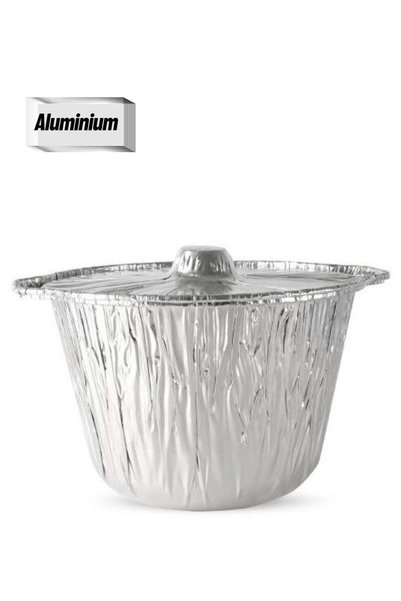 Generic Aluminum Silver Pot Food Container With Lid 30.5 X 20 CM