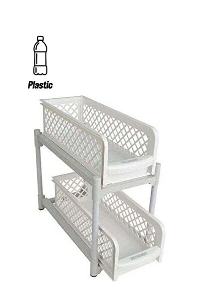 Generic 2 Tier Portable Basket Drawers Bathroom Kitchen Space Saving Storage ...