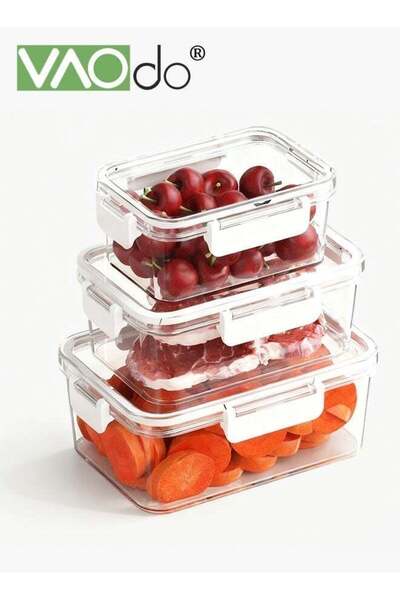 Generic 3PCS Different Size Prep Containers, PET Material Airtight Lunch Cont...