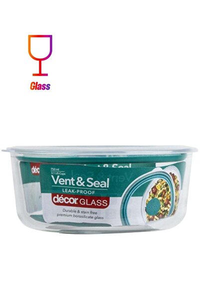 Generic Decor Vent Seal Glass Round Food Container, 750ml Capacity, Transparent