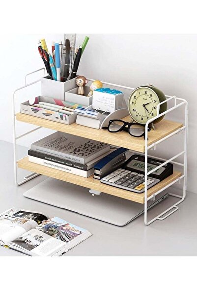 Generic Desktop Organizer Shelf, 2 Tier Organizer Storage Shelf, Metal and Wo...