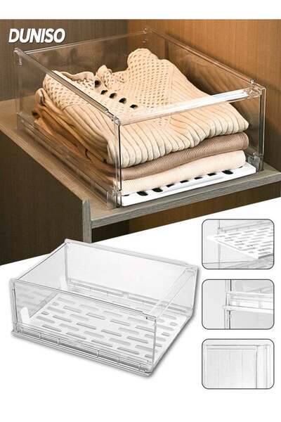 Generic Clear Plastic Foldable Organizer Drawer Bin ,Large Capacity Multi-Fun...