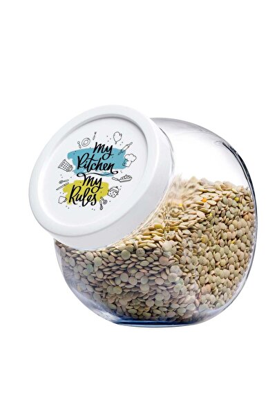 Generic Bella Grafitti Glass Jar, 1500 Ml, 160 Mm Height Green