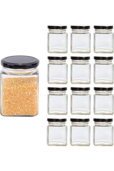 Generic 13-Piece Square Spice Jar Clear/Black 100ml