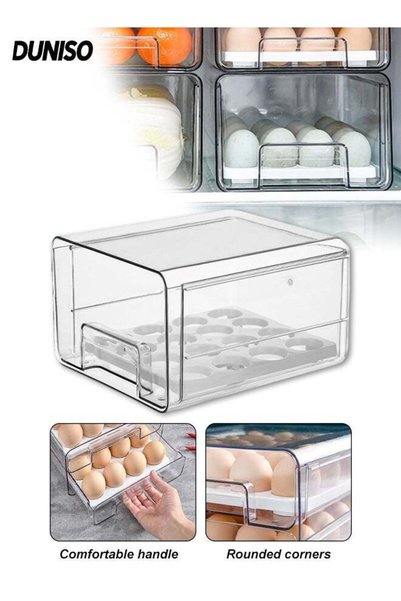 Generic Large Capacity Egg Storage Container, Organizer Bins With Handles, St...