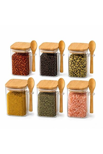 Generic Bisbell 6 PCS Glass Storage Canisters with Airtight Bamboo Lids & Woo...