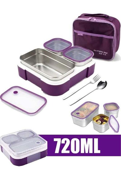 Generic Lunch Box for School 720ml Stainless Steel Leak-Proof Lunch Box 3 Gri...