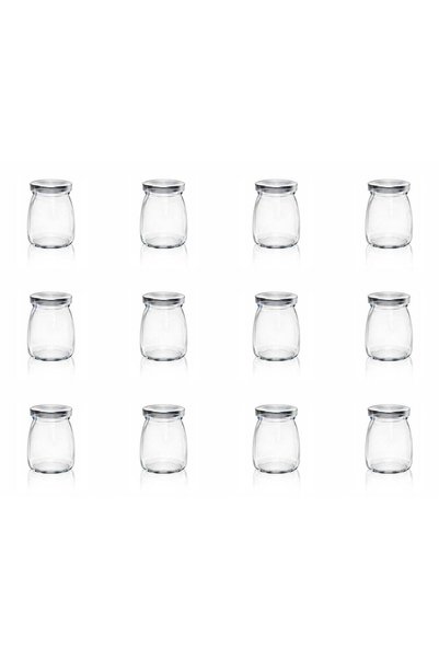 Generic 200ml Yoghurt Jars pudding Jar with Lid Glass, (Pack of 12) Container...