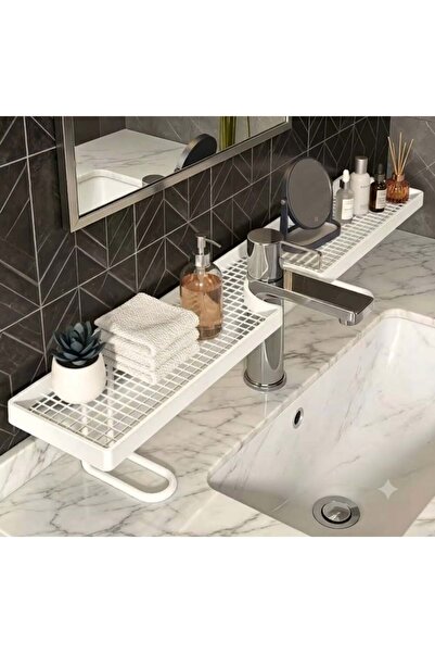 Generic Modern White Over-the-Faucet Bathroom Organizer Shelf – Space-Saving ...