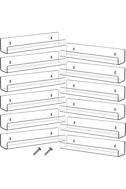 Generic Blulu 8 Packs 14 Inch Acrylic Floating Shelf Wall Mounted Invisible S...
