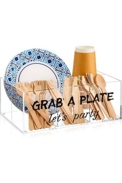Generic Acrylic Paper Plate Holder for Kitchen Counter Paper Plate Dispenser ...