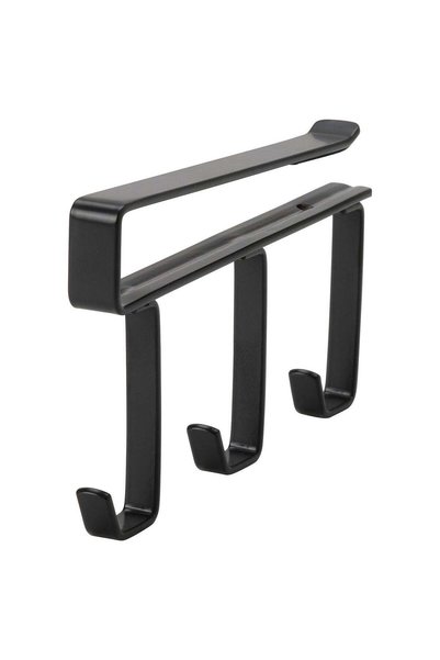 Generic Anthracite Clip-On Under-Shelf Hook Rack with 3 Hooks, 12 cm