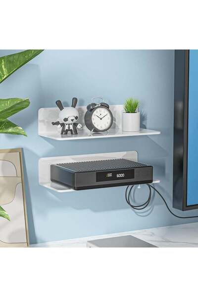 Generic saffruff Mini Floating Shelf Set of 2 - White Acrylic Wall Shelves fo...