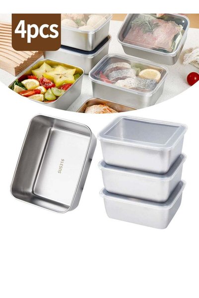 Generic 4PCS Stainless Steel Crisper, Refrigerator Crisper, Stainless Steel L...