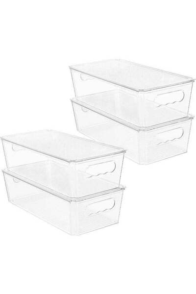 Generic 4 PCS Clear Organizers and Storage Bins with Lids, Stackable Plastic ...