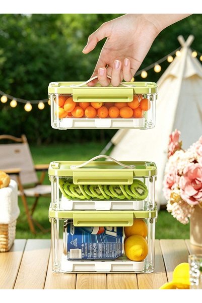 Generic Portable Airtight Food Storage Box with Detachable Ice Pack, Drain Tr...