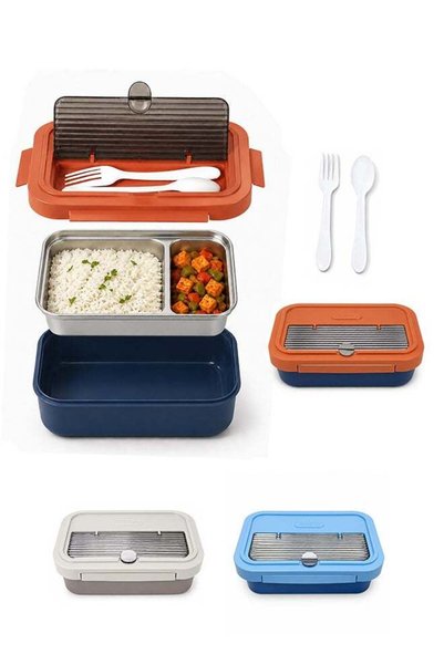 Generic Stainless Steel Lunch Box with Cutlery Set – 950ml Tiffin Leakproof M...