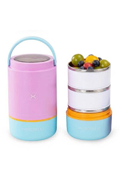 Generic Hydrobrew Triple Decker Stainless Steel Lunch Box w/ Spoon-Candy Cloud