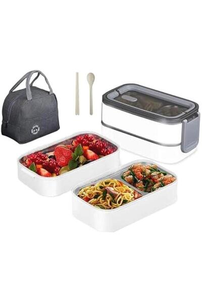 Generic Bento Box, 2 Layer Stainless Steel Lunch Box, Stackable Lunchbox, Lea...