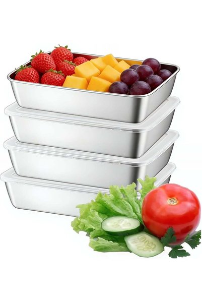 Generic 304 Stainless Steel Food Storage Containers Set of 4, Airtight Contai...