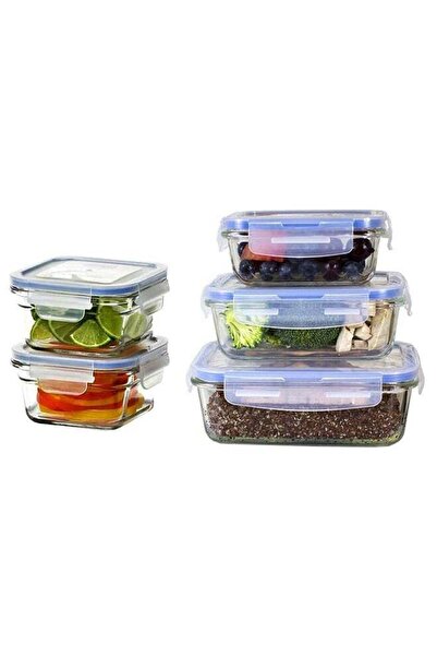 Generic FEELINGS 5 pieces Glass Storage Food Container, (Rectangular - 380+62...