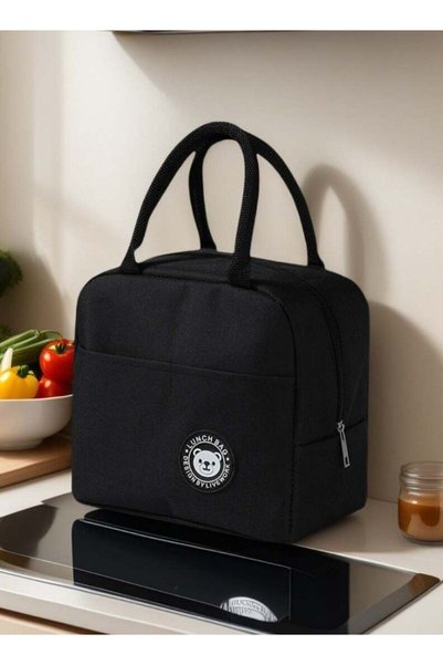 Generic Insulated Canvas Tote Lunch Bag Black