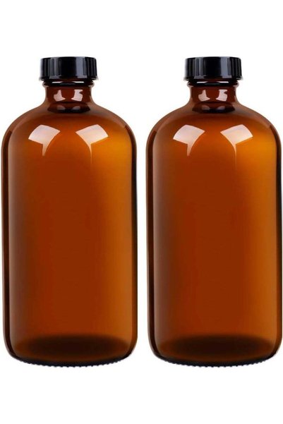 Generic 2-Pcs Amber Glass Bottles 500ml – Refillable Boston Round Containers ...