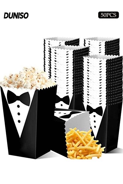 Generic 50 Pcs Tuxedo Popcorn Boxes, Stackable Candy and Cookie Treat Contain...