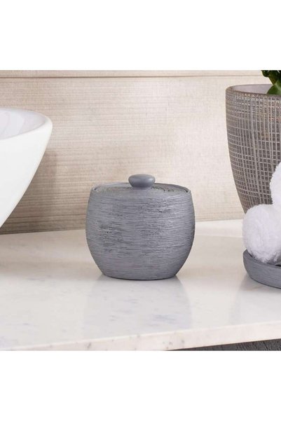 Generic Tide Resin Cotton Jar 10.5x 10.5x 10.2 cm - Grey - 211ITV9900013