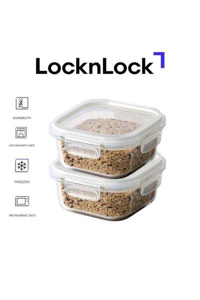 Generic LocknLock Stackable Tempered Glass Square 520ml (PACK OF 2) – Airtigh...