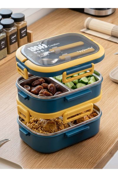 Generic YAH Premium Stainless Steel Bento Lunch Box, 2-Layer Leakproof Food C...