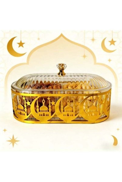 Generic CKIKH Ramadan covered storage box and tray, golden moon Ramadan decor...
