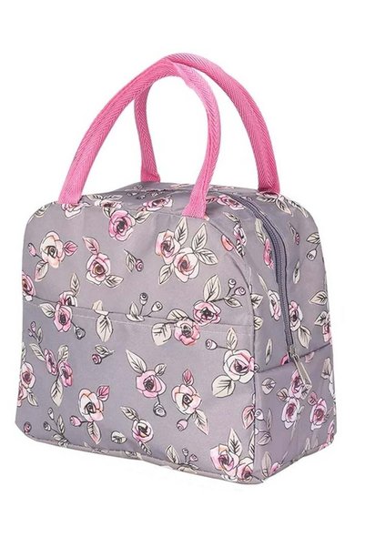 Generic Rose Flower Lunch Bag (Grey) – Reusable Insulated, Waterproof Bag for...