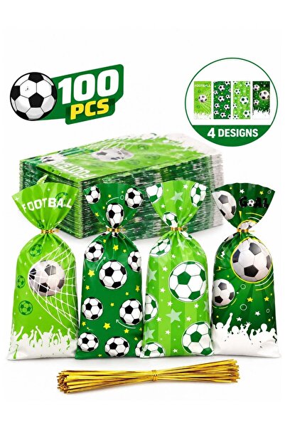Generic Football Party Treat Bags 100 PCS, Soccer Candy Bags with Twist Ties,...
