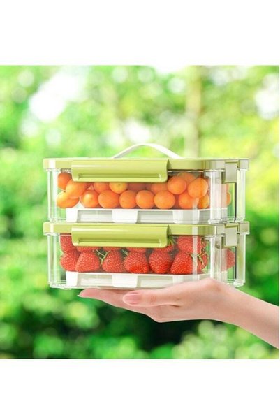 Generic 2pcs Clear Crisper Box Fridge Organizers Stackable Refrigerator Stora...