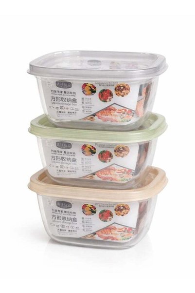 Generic 3pc Square Food Storage Container Set – Leak-Proof Stackable Kitchen ...