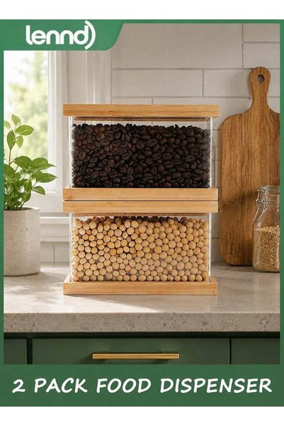 Generic Bamboo Food Dispenser | Kitchen Organizers and Storage | Airtight Pan...